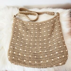 Lina Tan Crocheted Gold Ribbon Shoulder Bag